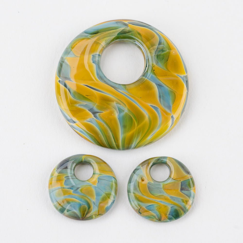 Halo Disk Grouping - Aurora Sands (3 beads) - Handmade Glass Beads - Unicorne Beads