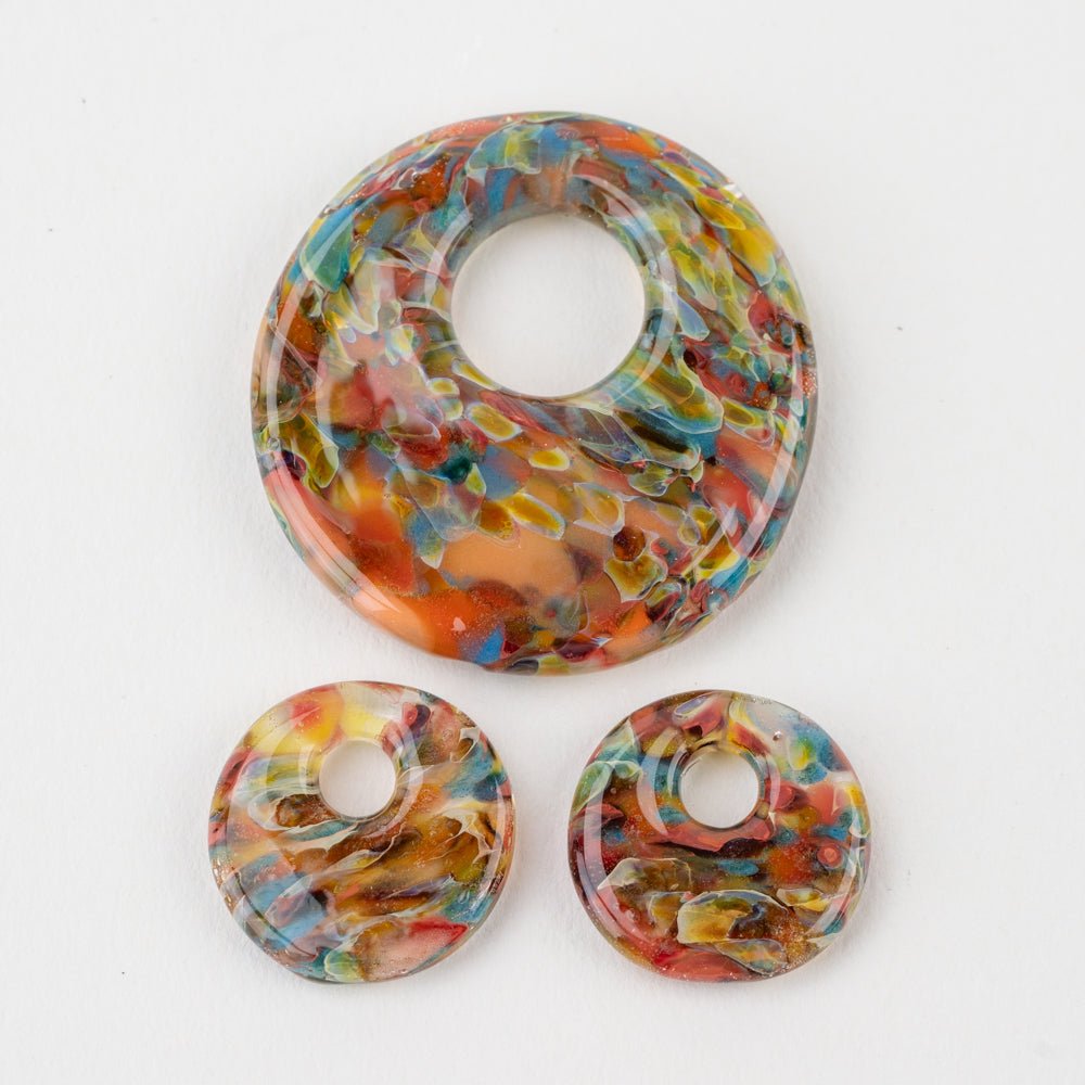 Halo Disk Grouping - Bird of Paradise (3 beads) - Handmade Glass Beads - Unicorne Beads