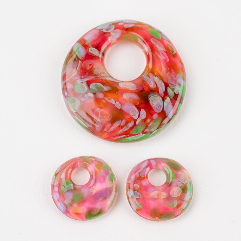 Halo Disk Grouping - Floral Burst (3 beads) - Handmade Glass Beads - Unicorne Beads