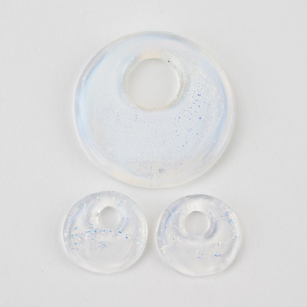 Halo Disk Grouping - Ghost (3 beads) - Handmade Glass Beads - Unicorne Beads