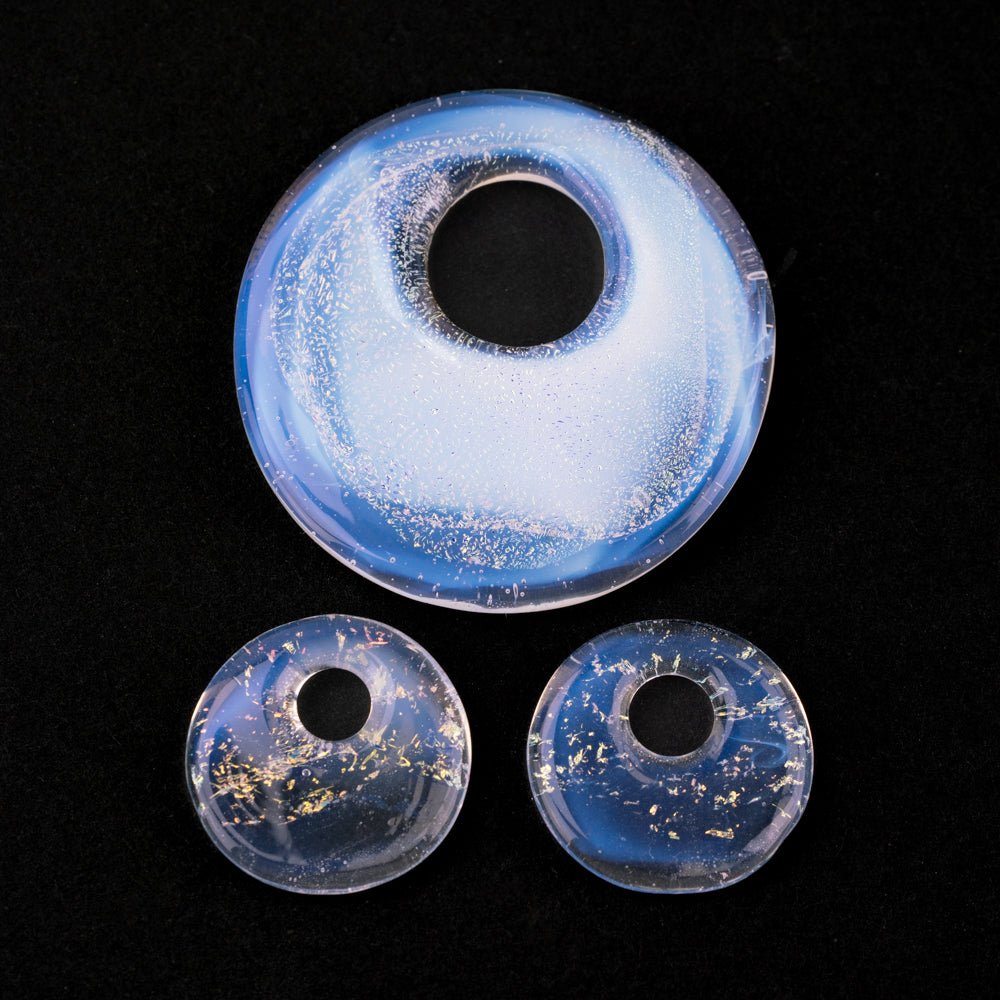Halo Disk Grouping - Ghost (3 beads) - Handmade Glass Beads - Unicorne Beads