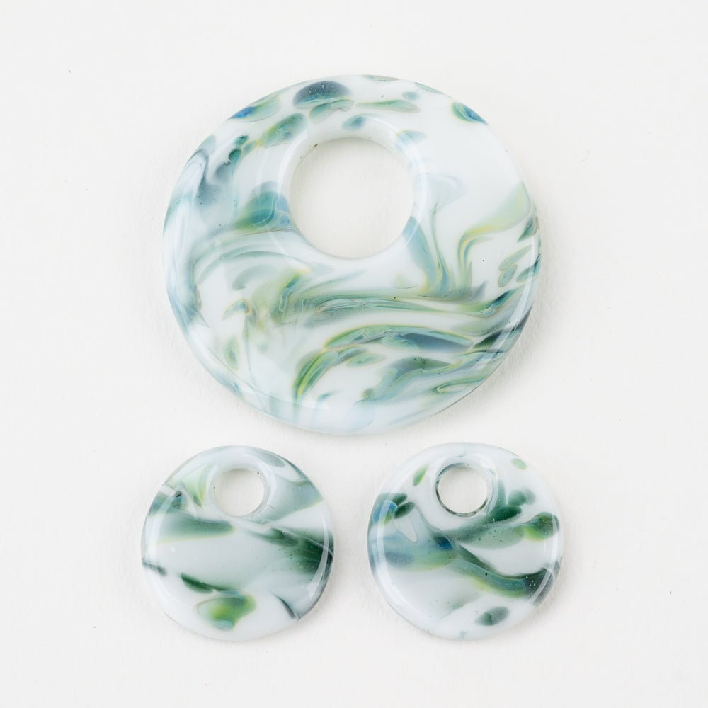 Halo Disk Grouping - Icy Mountain (3 beads) - Handmade Glass Beads - Unicorne Beads