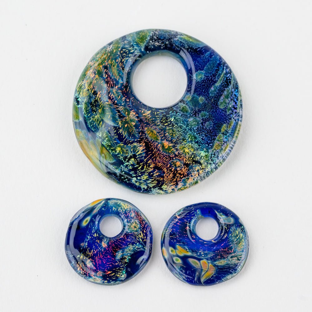 Halo Disk Grouping - Midnight Skies (3 beads) - Handmade Glass Beads - Unicorne Beads