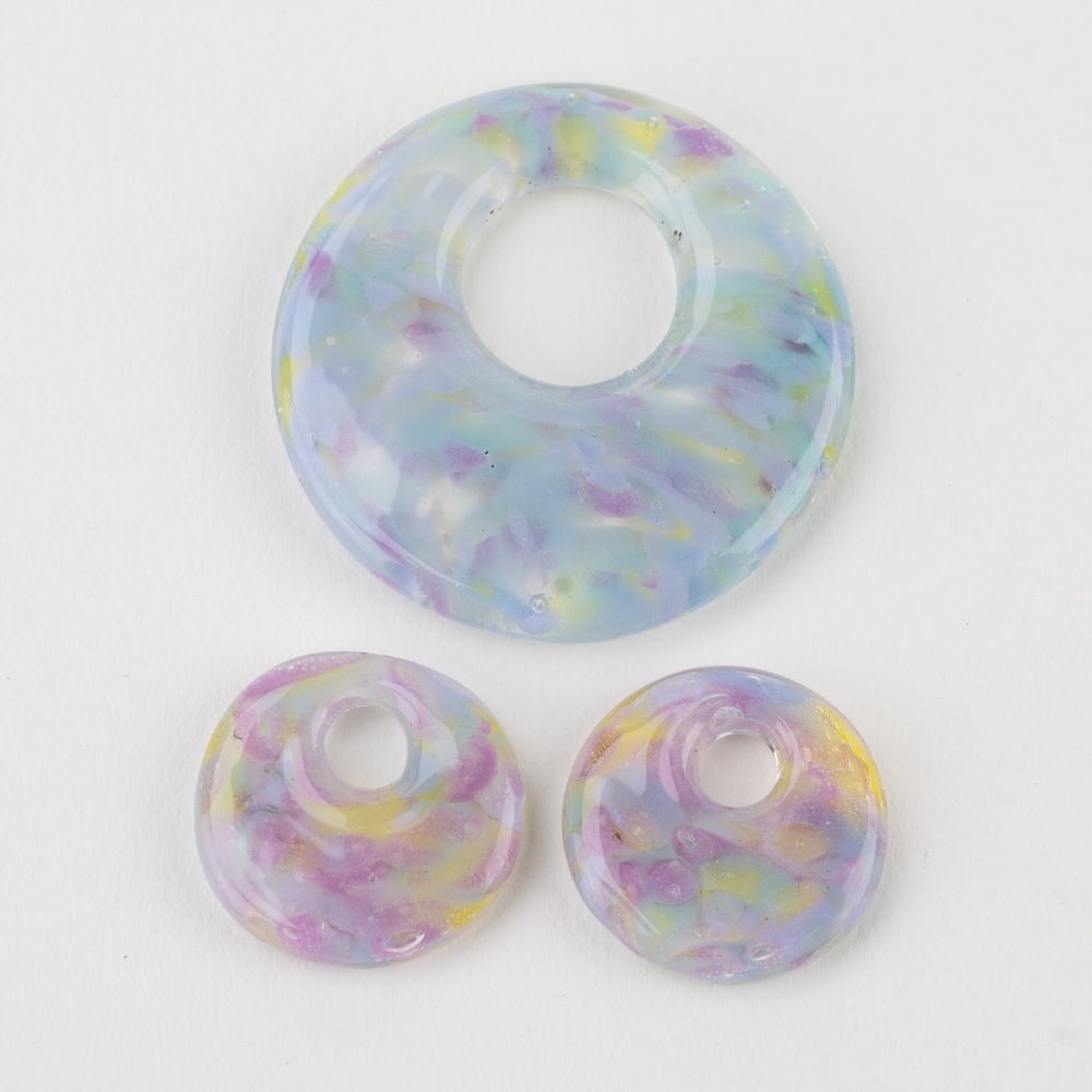 Halo Disk Grouping - Moonlit Whisper (3 beads) - Handmade Glass Beads - Unicorne Beads