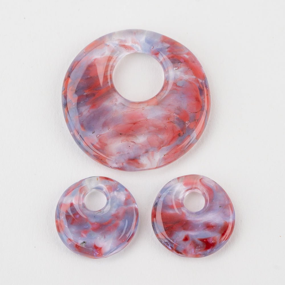 Halo Disk Grouping - Rose Amethyst Mist (3 beads) - Handmade Glass Beads - Unicorne Beads