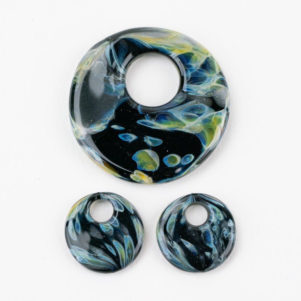 Halo Disk Grouping - Smoke on the Water (3 beads) - Handmade Glass Beads - Unicorne Beads