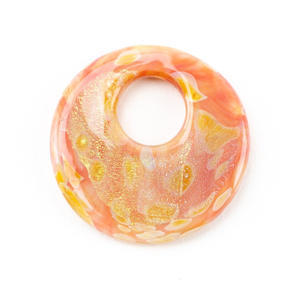 Halo Disk - Large - Pink Ginger - Handmade Glass Beads - Unicorne Beads