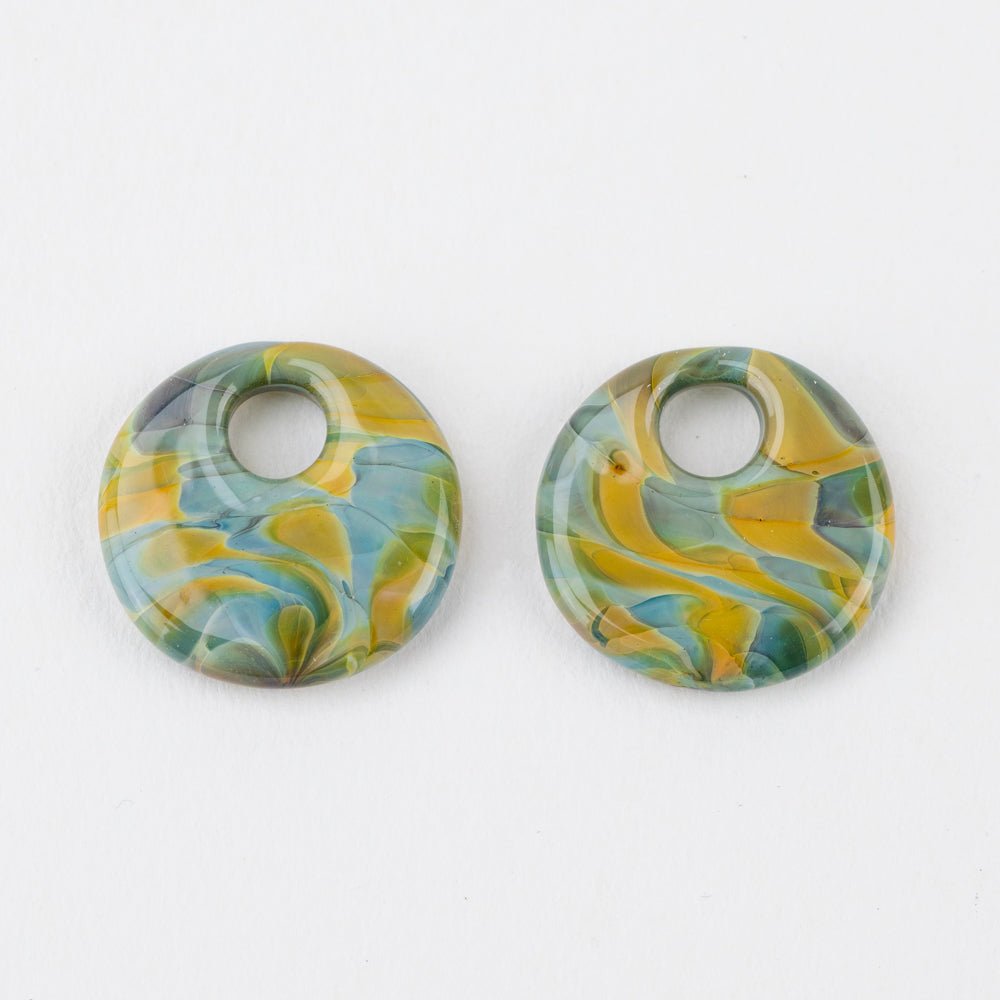 Halo Disk - Small - Aurora Sands (2 beads) - Handmade Glass Beads - Unicorne Beads