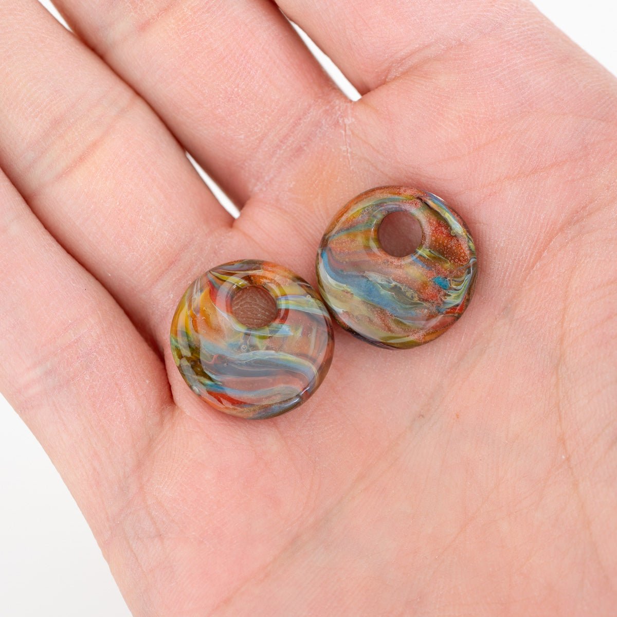 Halo Disk - Small - Bird of Paradise (2 beads) - Premium Glass Beads - Unicorne Beads
