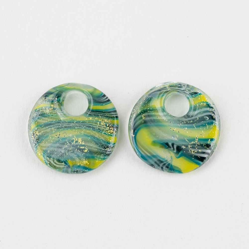 Halo Disk - Small - Dragons Tail (2 beads) - Handmade Glass Beads - Unicorne Beads