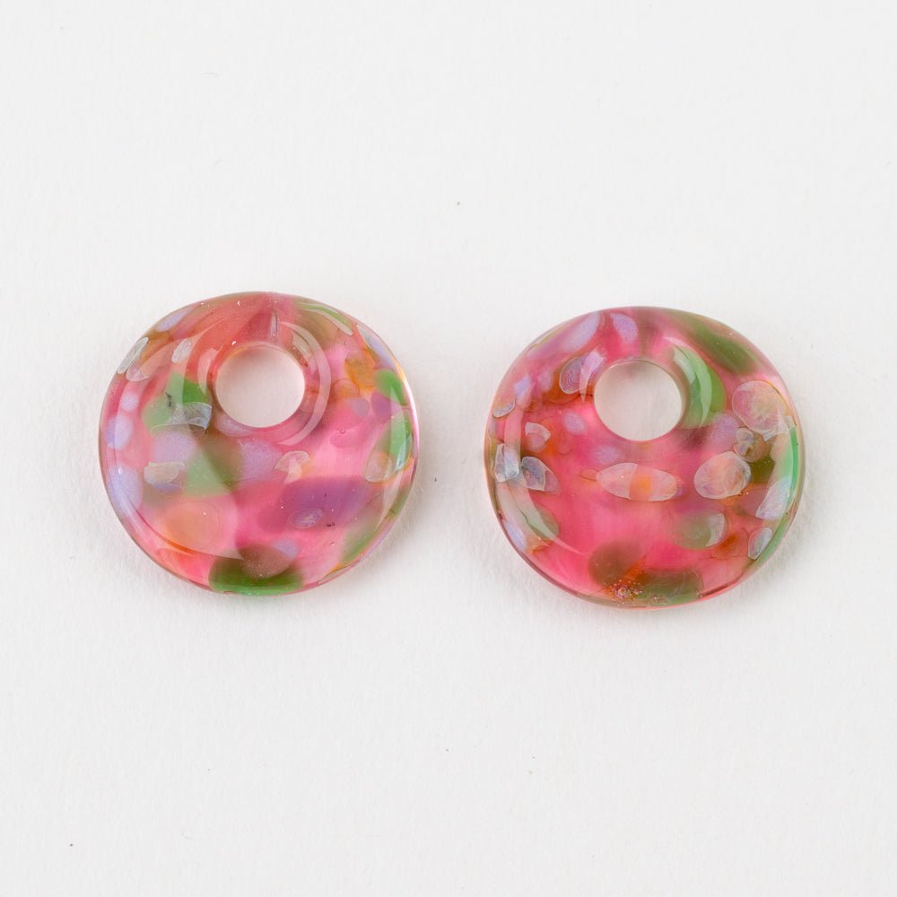 Halo Disk - Small - Floral Burst (2 beads) - Handmade Glass Beads - Unicorne Beads