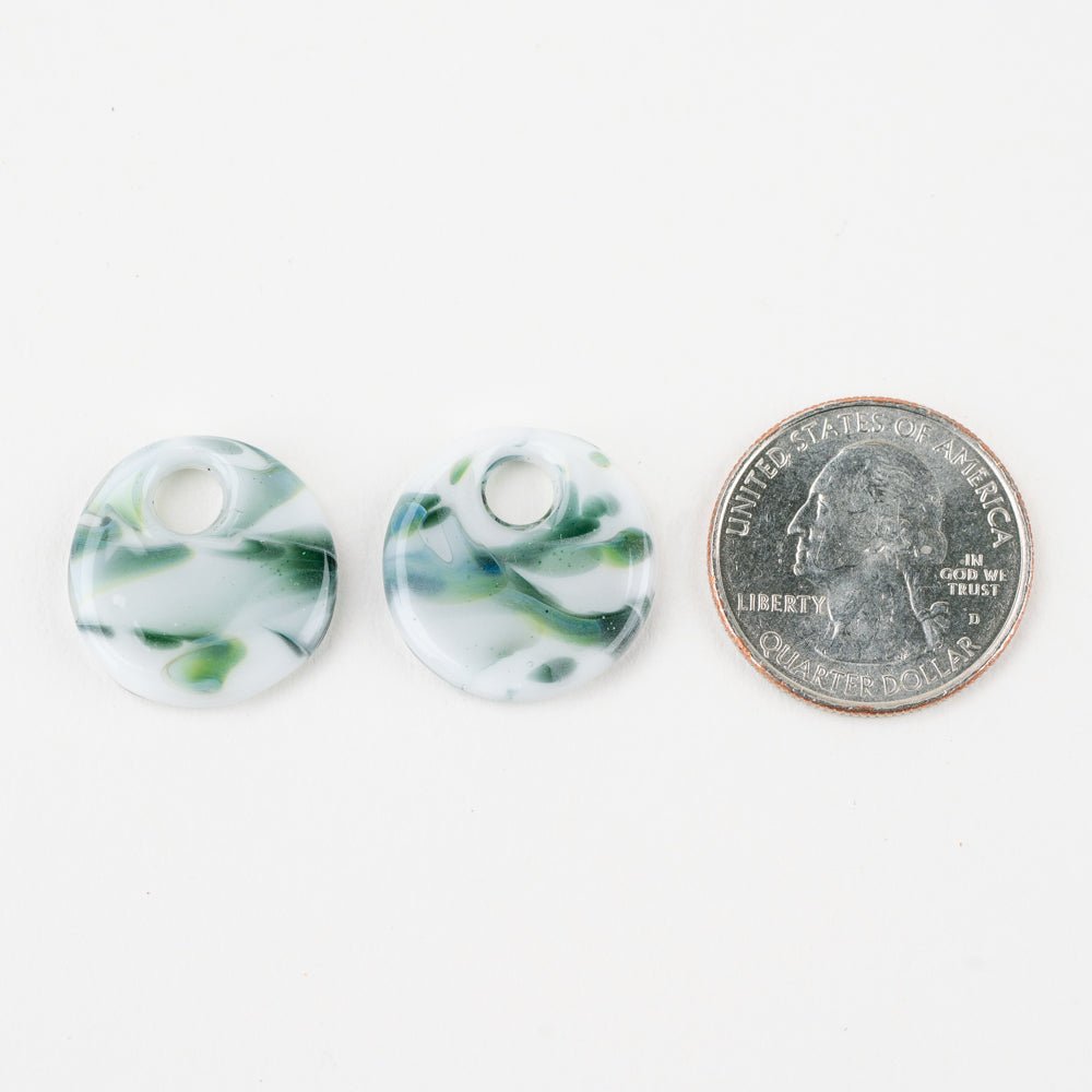 Halo Disk - Small - Icy Mountain (2 beads) - Handmade Glass Beads - Unicorne Beads