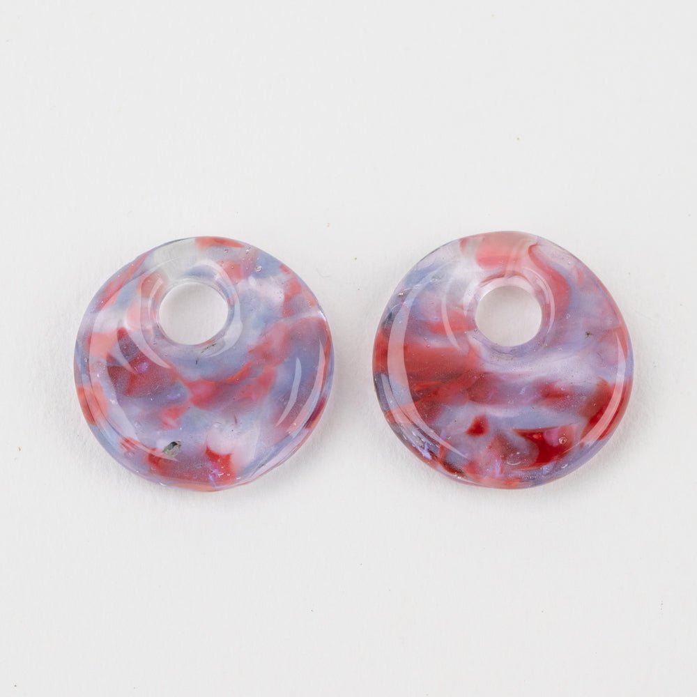 Halo Disk - Small - Rose Amethyst Mist (2 beads) - Handmade Glass Beads - Unicorne Beads