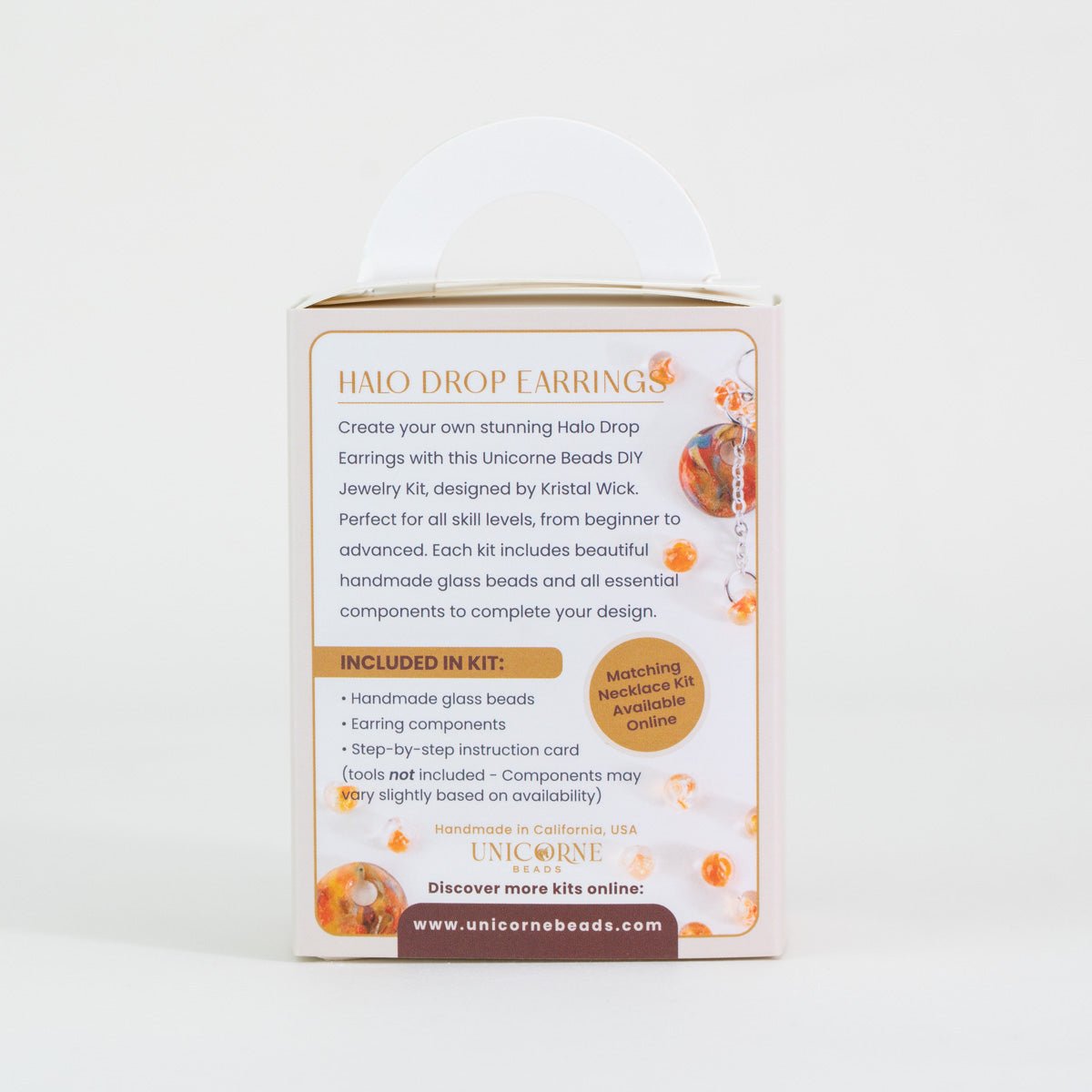 Back of Bird of Paradise Halo Drop Earrings kit showing included materials