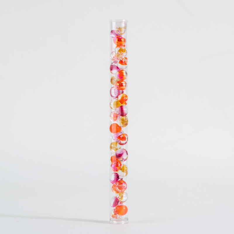 Handmade lampwork teardrop beads with bright citrus colors and clear glass