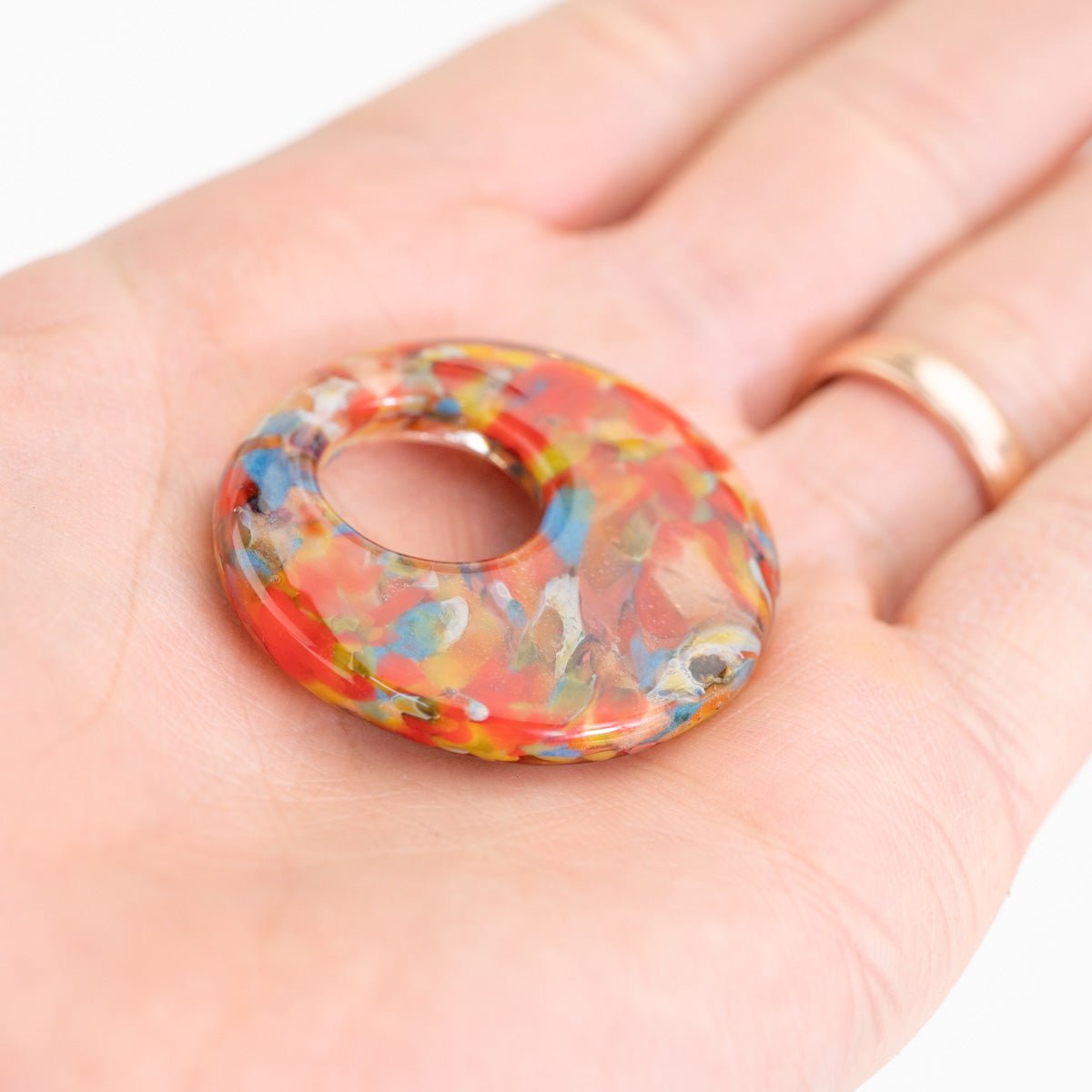 Handmade Bird of Paradise large halo disk bead by Unicorne Beads