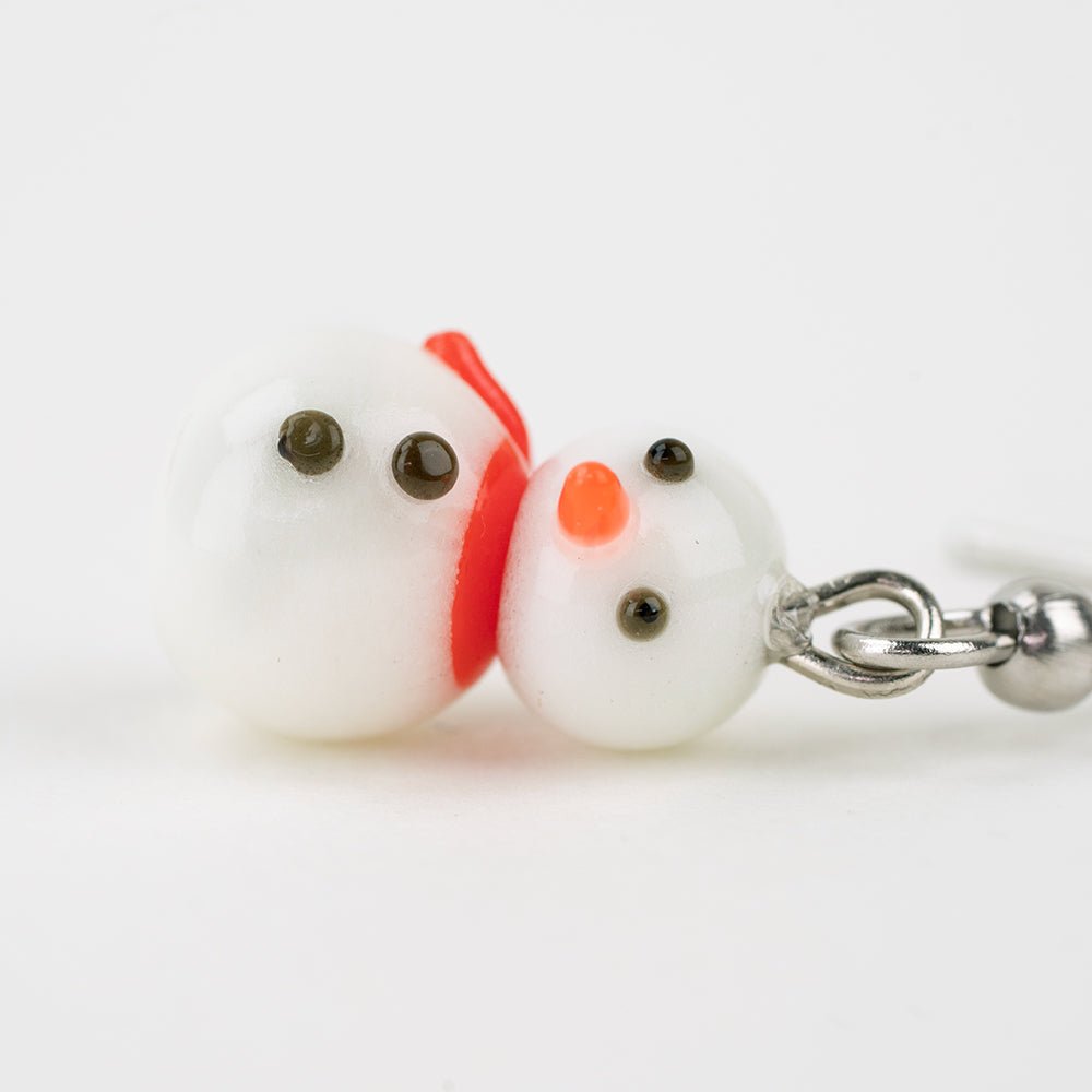 Holiday Earrings - Snowmen - Handmade Glass Beads - Unicorne Beads