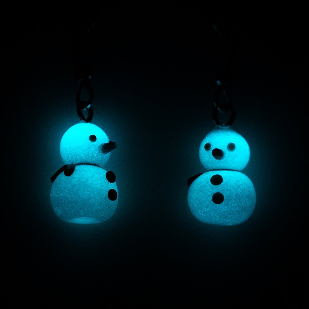 Holiday Earrings - Snowmen - Handmade Glass Beads - Unicorne Beads