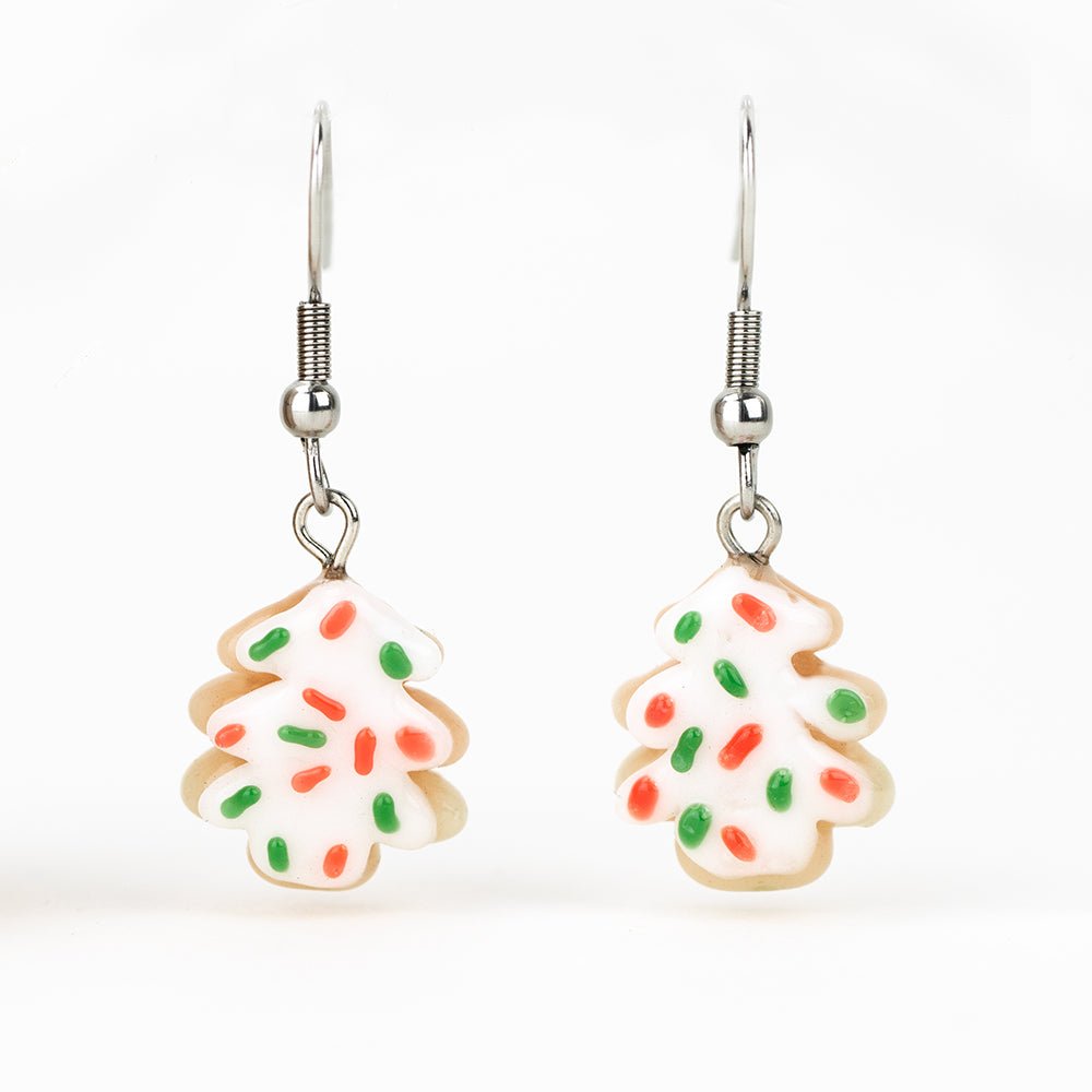 Holiday Earrings - Sugar Cookie - Handmade Glass Beads - Unicorne Beads