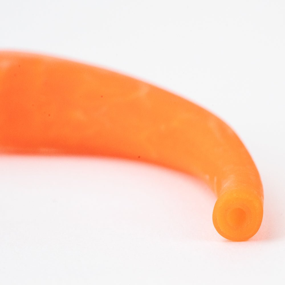 Hollow Crescent Tube - Small - Matte - Tangerine - Handmade Glass Beads - Unicorne Beads