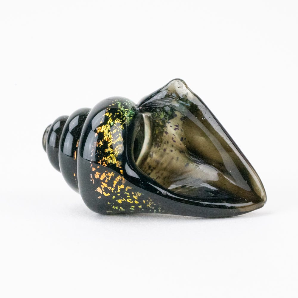 Large Nobilis Seashell Bead - Ebony Gold - Handmade Glass Beads - Unicorne Beads
