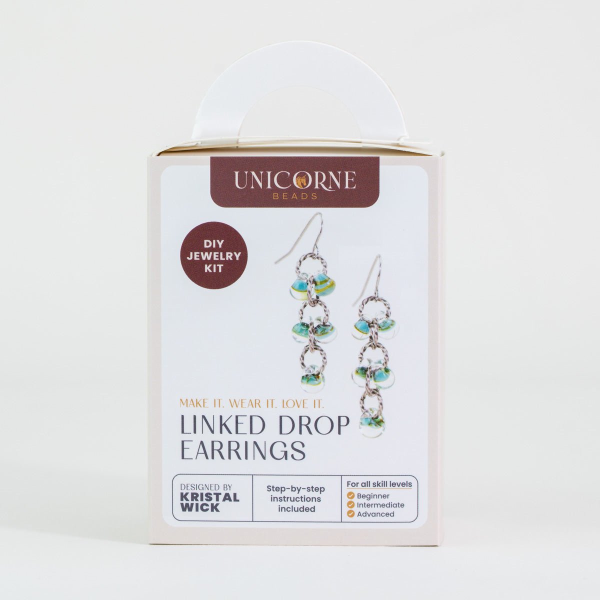 Linked drop earrings DIY kit in the Green Exotic color palette