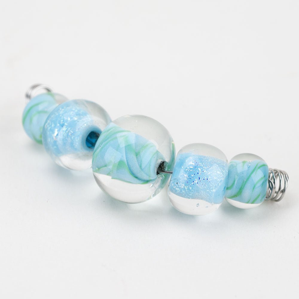 Marble Beads - Icy Blue - Handmade Glass Beads - Unicorne Beads