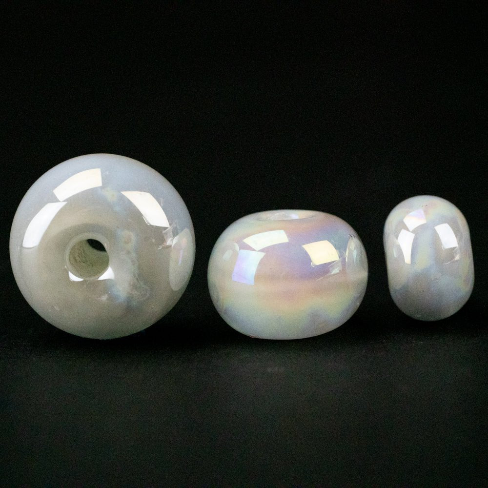 Marble Beads - Luster - White Hot - Handmade Glass Beads - Unicorne Beads