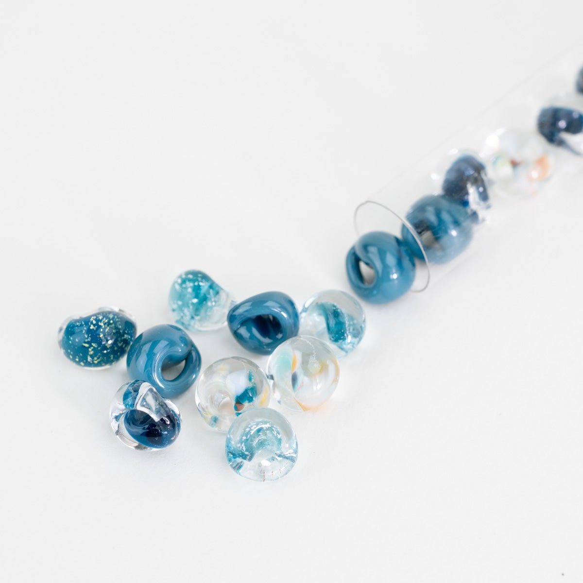 Midnight Blue Palette Teardrop Bead Tube - Mixed Colors - Premium Glass Beads - Unicorne Beads
