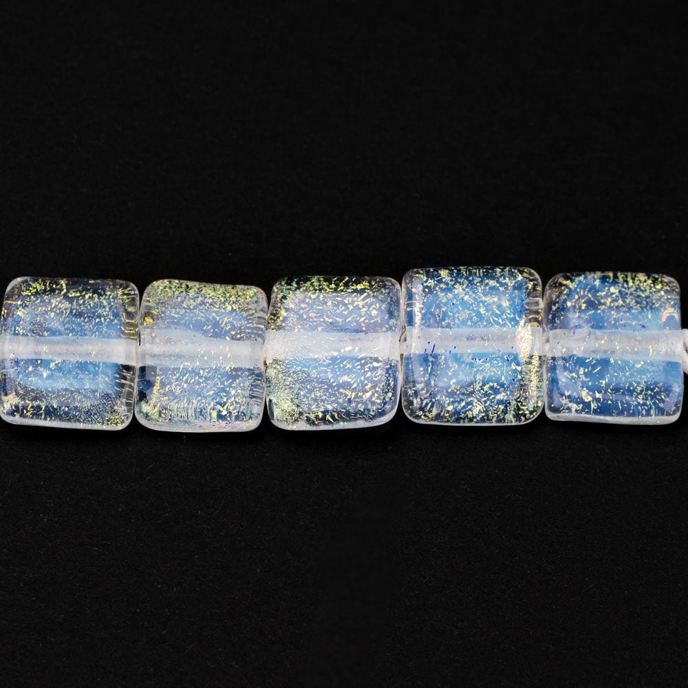 Mini Tile Beads - Ghost - Handmade Glass Beads - Unicorne Beads