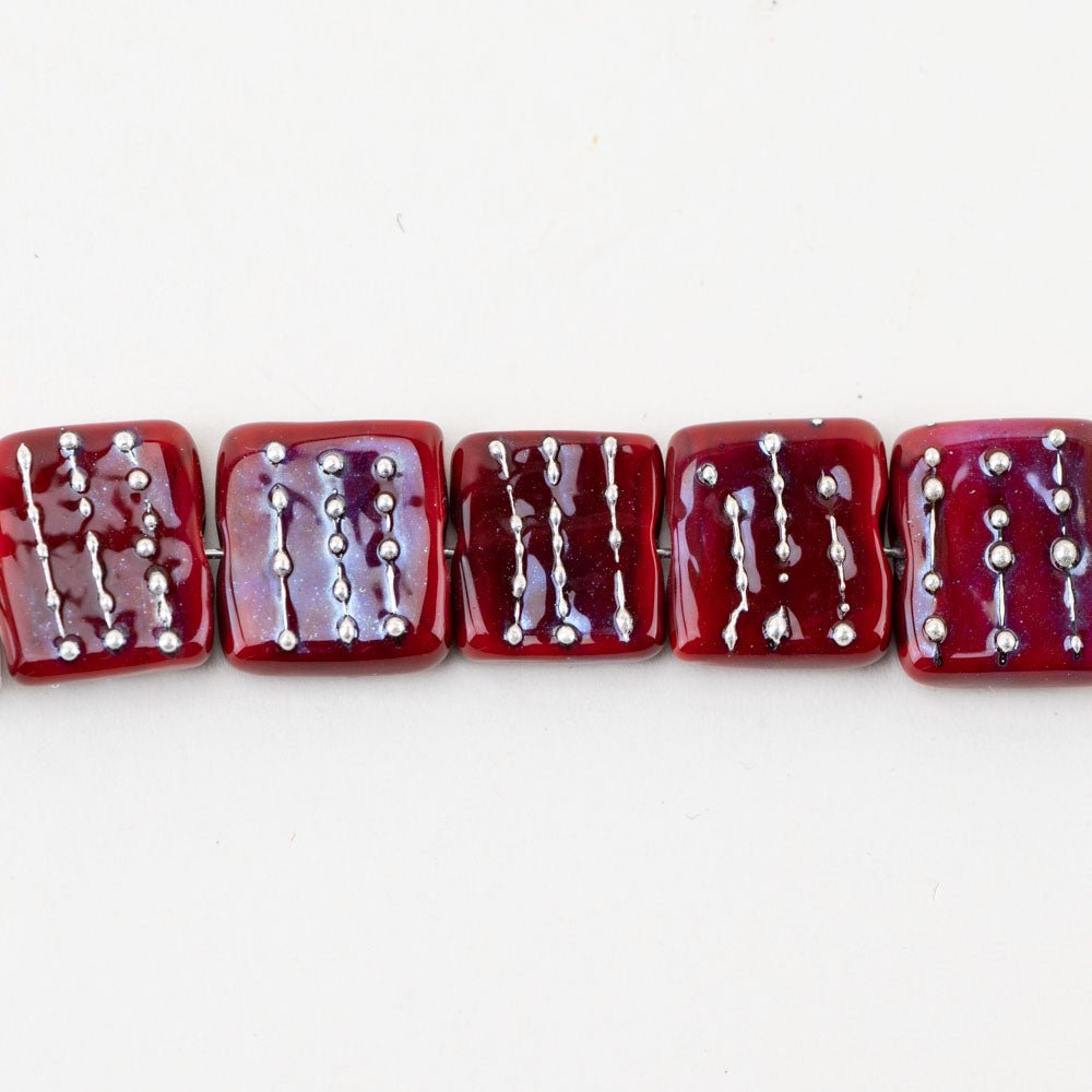 Mini Tile Beads - Lady Bug - Handmade Glass Beads - Unicorne Beads