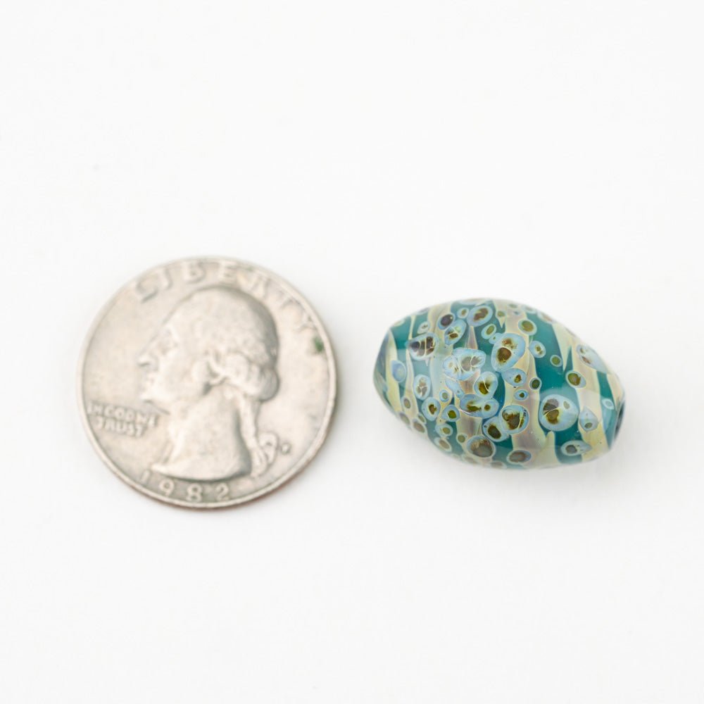 Olive Bead - Lagoon Pebble - Handmade Glass Beads - Unicorne Beads