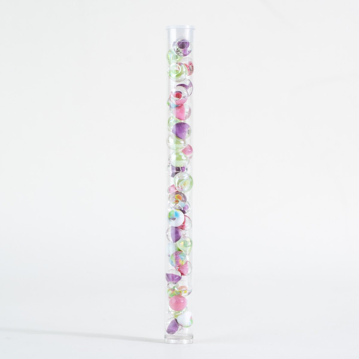 pastel meadows teardrop glass bead tube with soft pink green and lavender tones