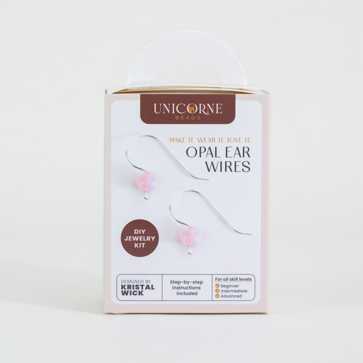 Pink Stardust Opal Ear Wires DIY Jewelry Kit packaging by Unicorne Beads