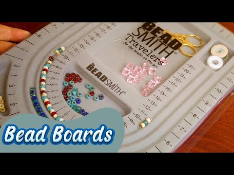 Jewelry making workspace using bead board and tools