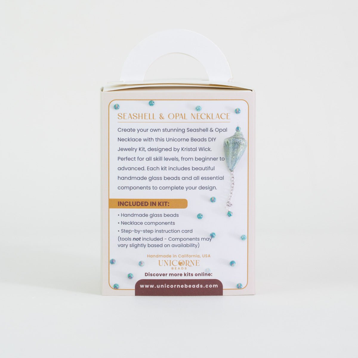 Unicorne Beads DIY Jewelry Kit Sea Green Sparkle Seashell and Opal Necklace