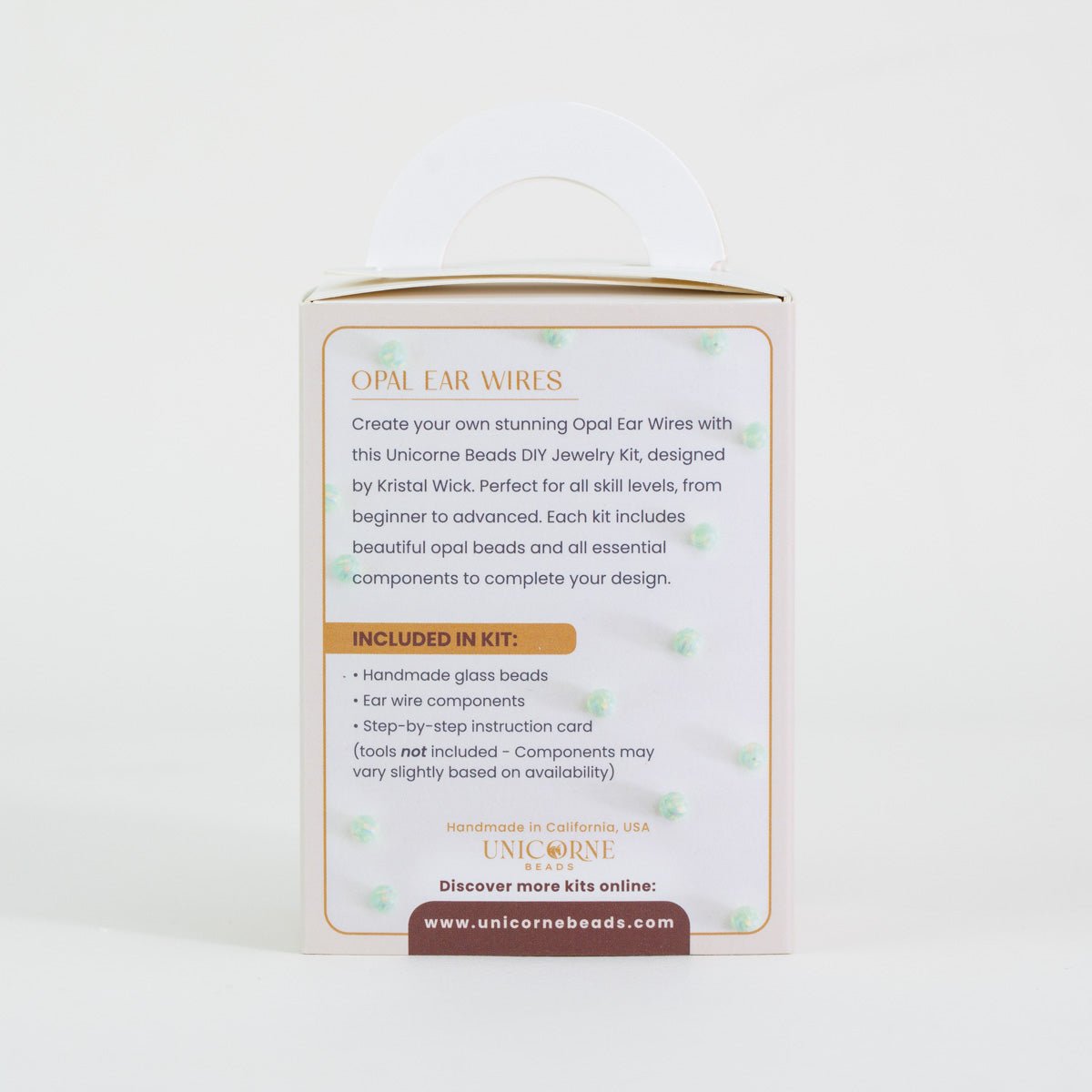 Back of Seafoam Dream Opal Ear Wires DIY Jewelry Kit showing included materials