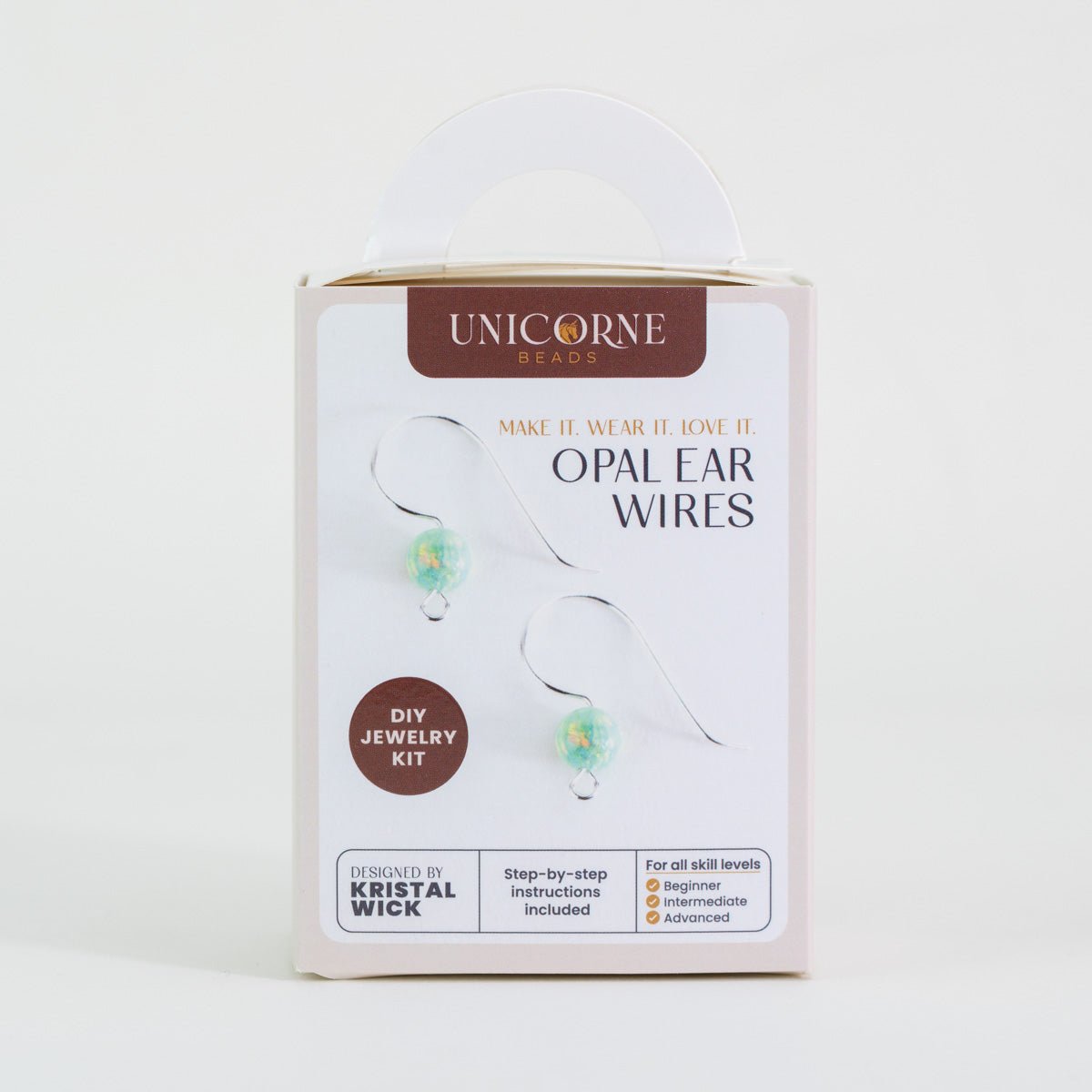 Seafoam Dream Opal Ear Wires DIY Jewelry Kit front view packaging