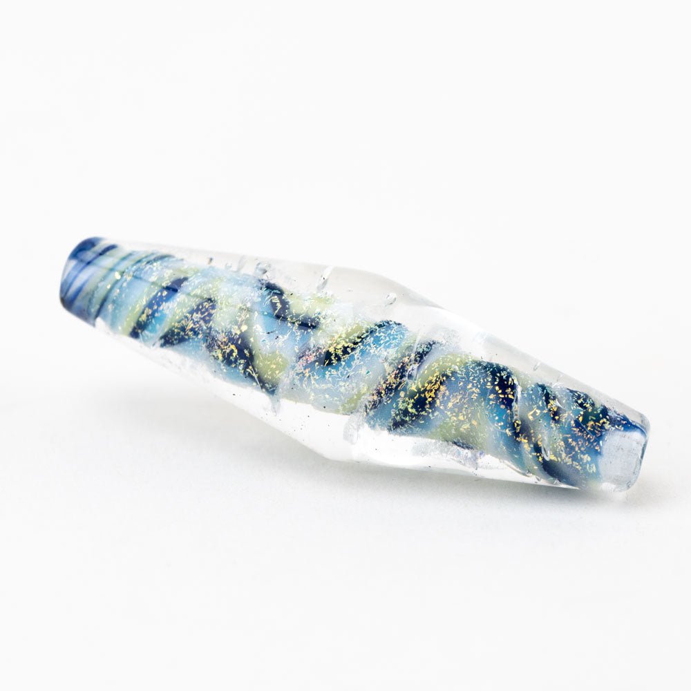 Slim Bicone - Blue Swirl - Handmade Glass Beads - Unicorne Beads