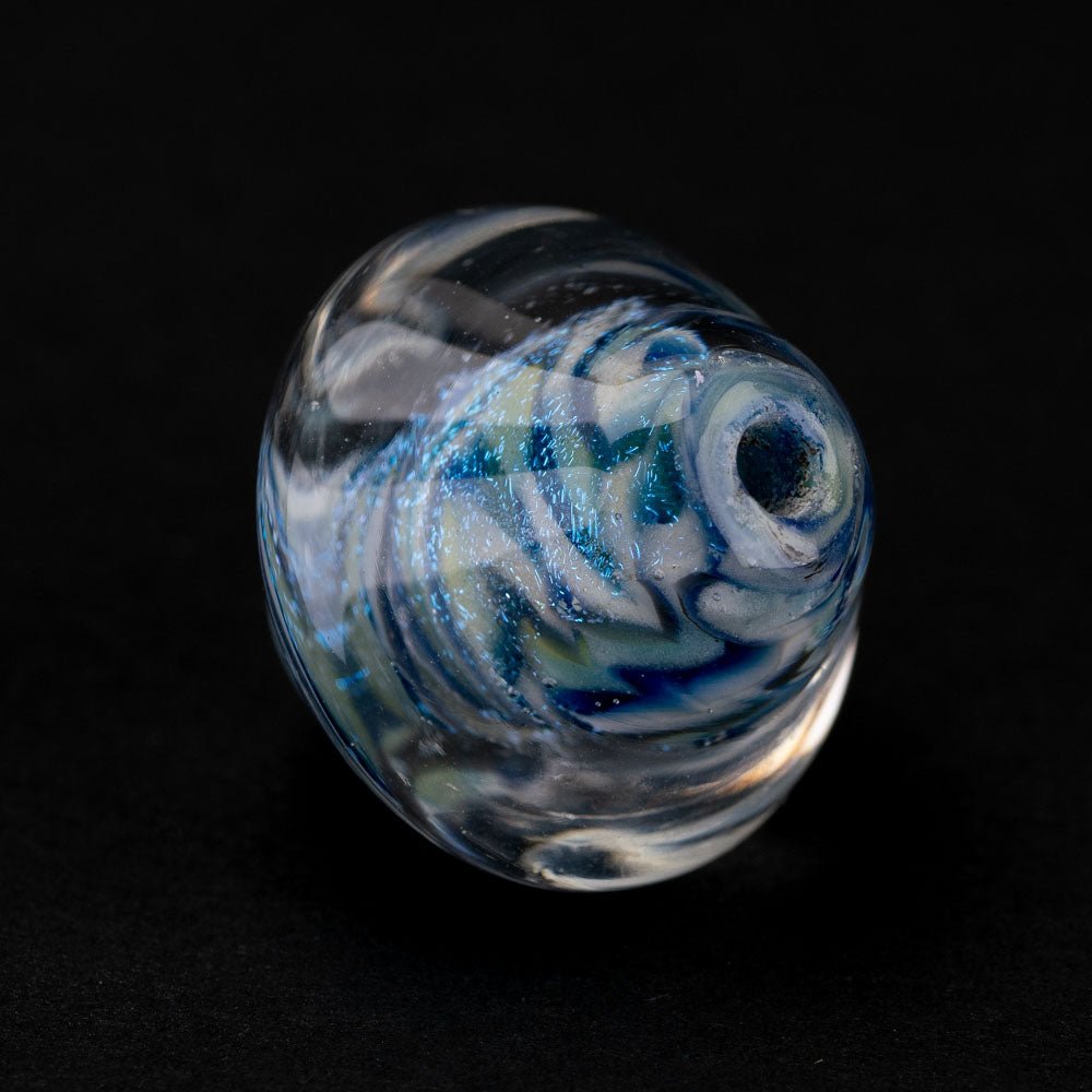 Spinner - Blue Swirl - Handmade Glass Beads - Unicorne Beads