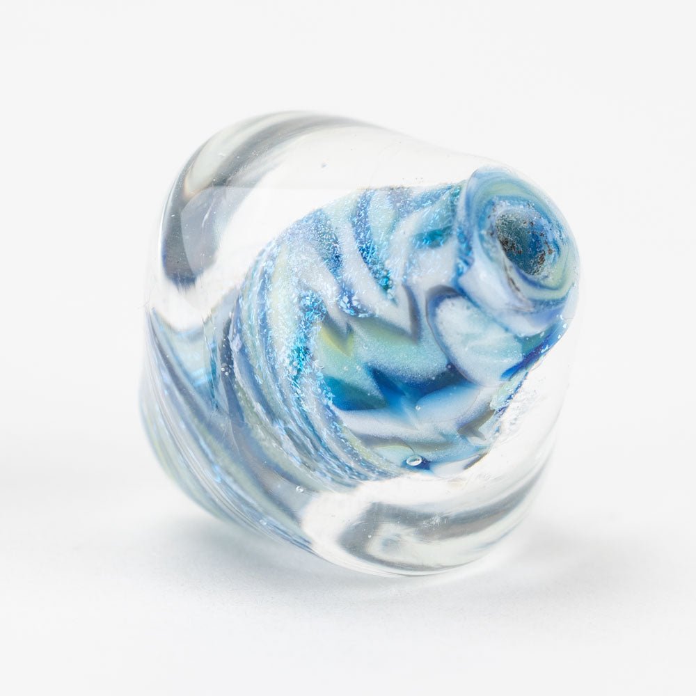 Spinner - Blue Swirl - Handmade Glass Beads - Unicorne Beads
