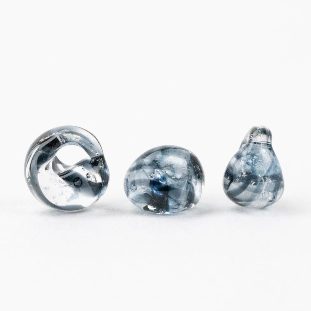 Teardrop Beads - Black Smoke - Handmade Glass Beads - Unicorne Beads