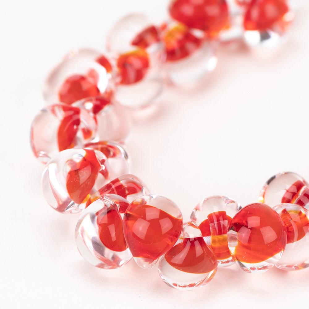Teardrop Beads - Candy Apple - Handmade Glass Beads - Unicorne Beads