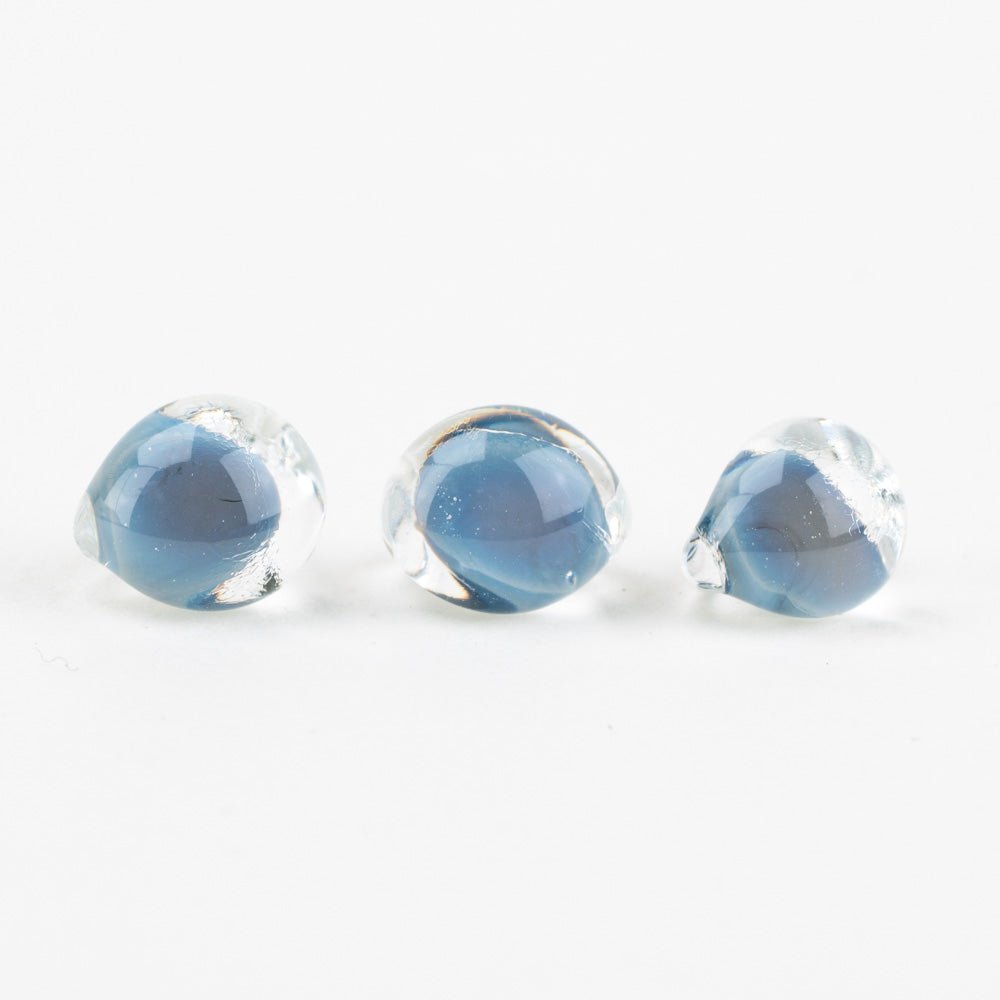 Teardrop Beads - Denim Blue - Handmade Glass Beads - Unicorne Beads