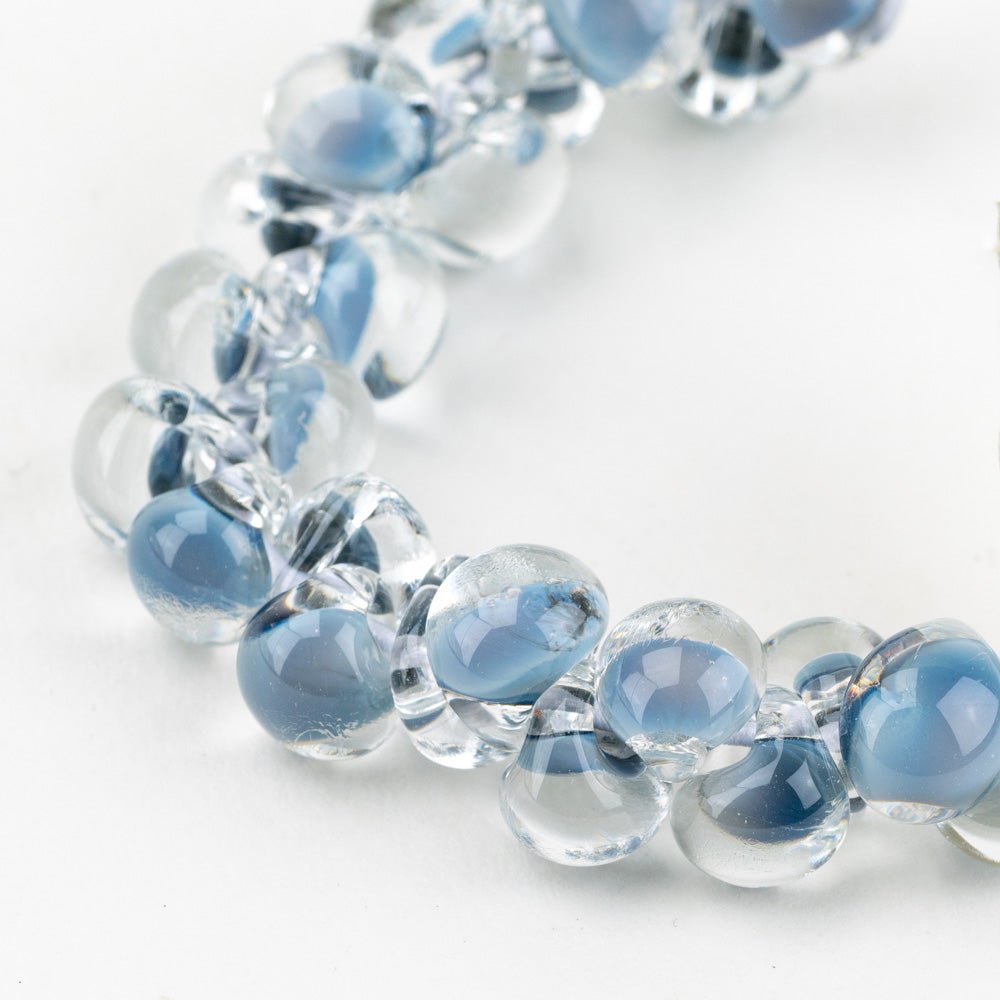 Teardrop Beads - Denim Blue - Handmade Glass Beads - Unicorne Beads