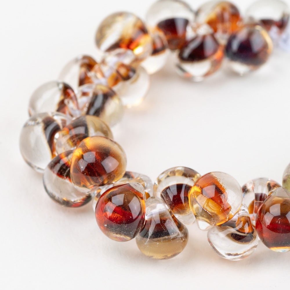 Teardrop Beads - Honey Ember - Handmade Glass Beads - Unicorne Beads