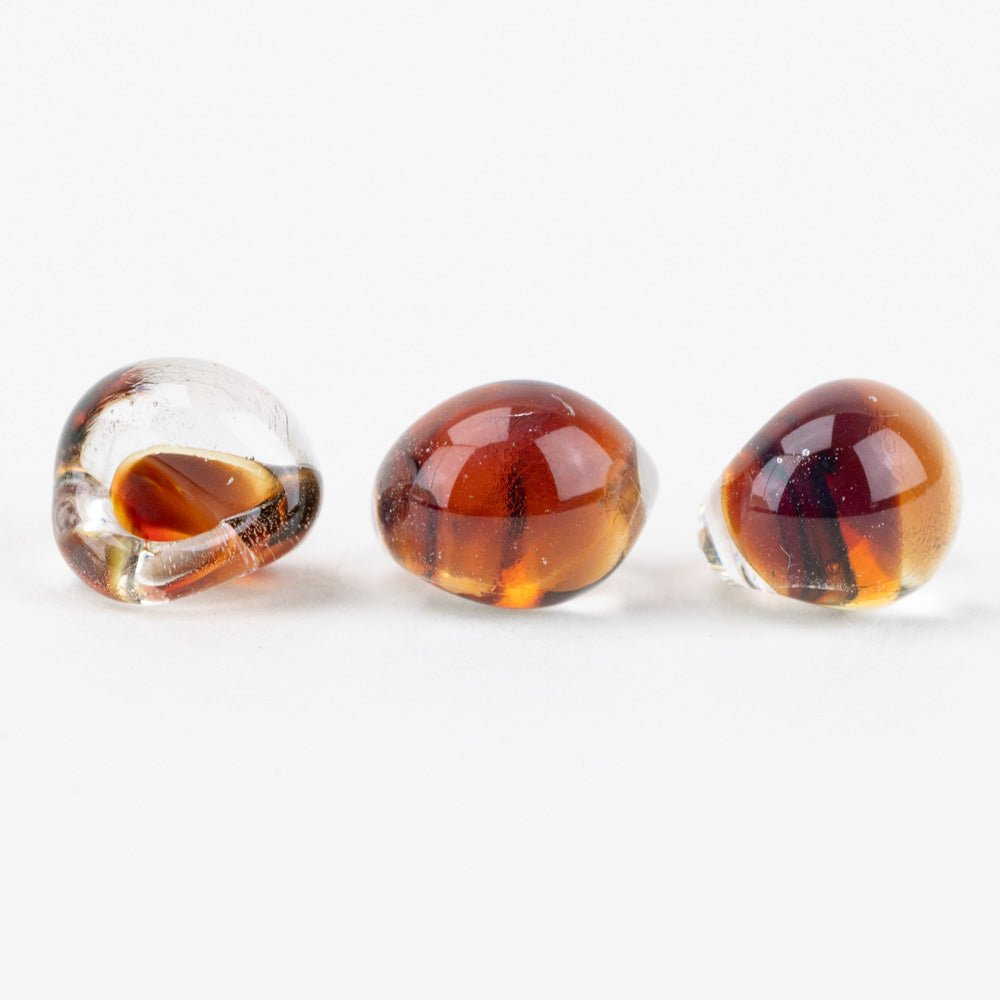 Teardrop Beads - Honey Ember - Handmade Glass Beads - Unicorne Beads