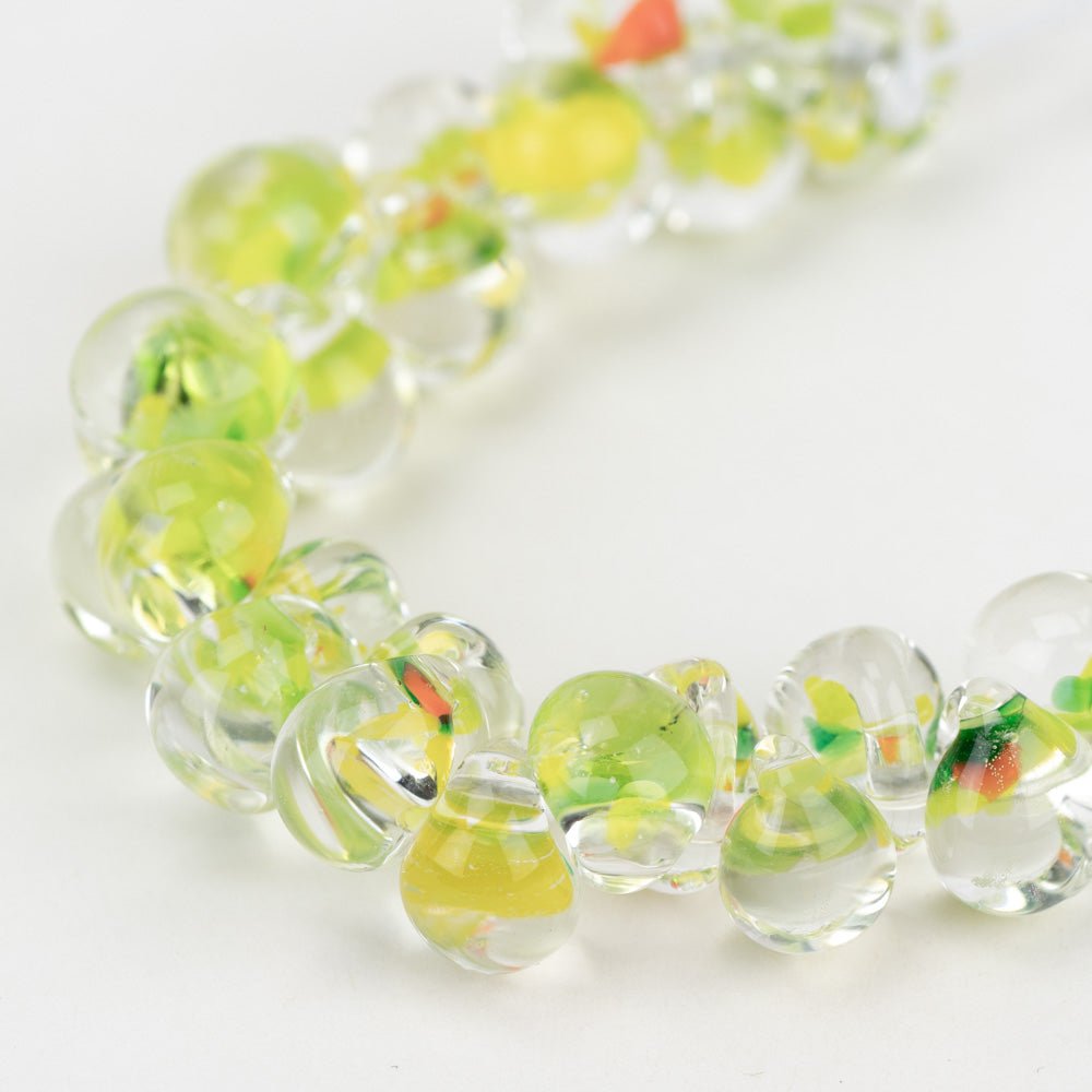 Teardrop Beads - Honeydew - Handmade Glass Beads - Unicorne Beads