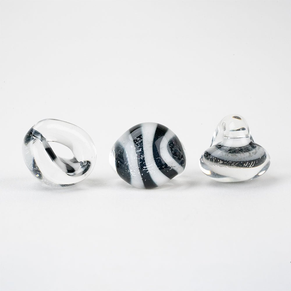 Teardrop Beads - Jumbo - Zebra - Handmade Glass Beads - Unicorne Beads