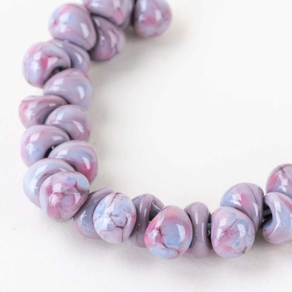 Teardrop Beads - Marbled Lavender - Handmade Glass Beads - Unicorne Beads